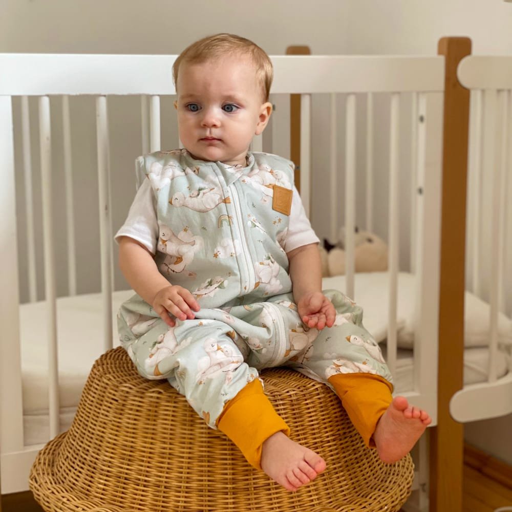 Дитячий бавовняний утеплений спальник “Гусенята” для комфортного сну від 6 місяців до 5 років.