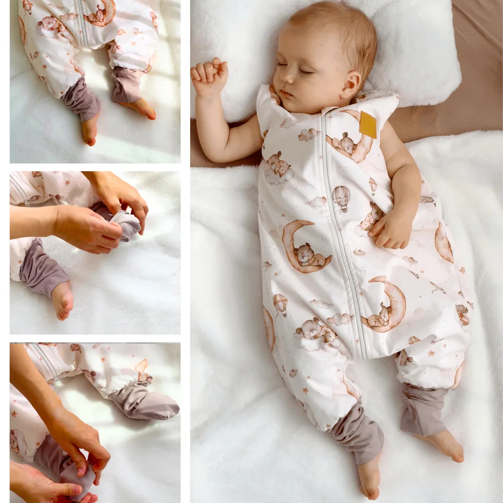 Демісезонний baby sleeping bag з бавовни – Ведмедик на хмаринці