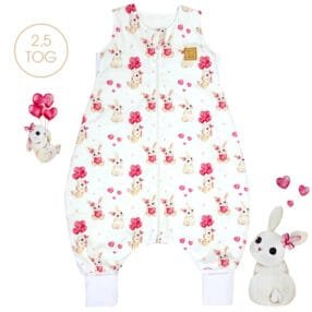 Бавовняний спальний мішок Милі Зайчики з ніжками для дітей, комфортний сон і свобода рухів
