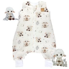 Дитячий мусліновий всесезонний спальний мішок з ніжками «Овечка Дрімка» Little Love для дітей від 6 місяців до 5 років