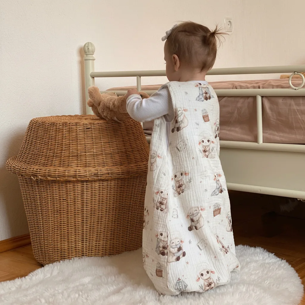 Children’s sleeping bag “Ovechka Dreamka” made of muslin, all-season, for ages 6 months to 3 years
