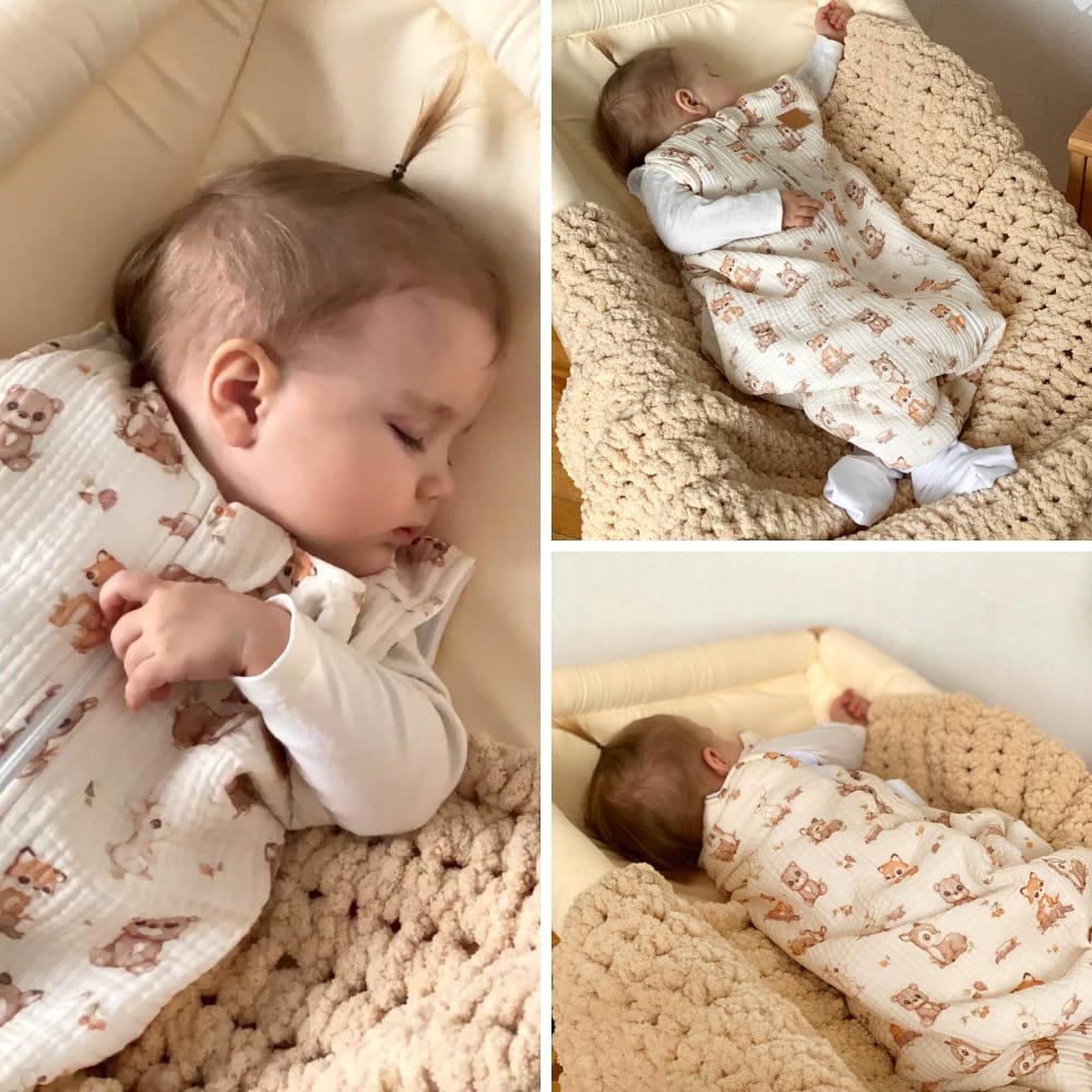 Демісезонний мусліновий спальник Лісові друзі для дітей 6м–3р, комфортний і безпечний сон