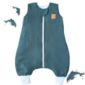 Дитячий мусліновий всесезонний спальний мішок з ніжками «Морська казка» Little Love для дітей від 6 місяців до 5 років