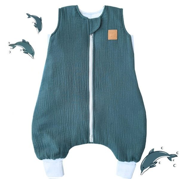 Дитячий мусліновий всесезонний спальний мішок з ніжками «Морська казка» Little Love для дітей від 6 місяців до 5 років