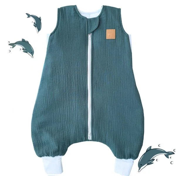 Дитячий мусліновий всесезонний спальний мішок з ніжками «Морська казка» Little Love для дітей від 6 місяців до 5 років