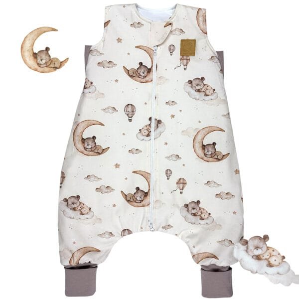 Дитячий спальний мішок з ніжками «Ведмедик на хмаринці» Little Love, бавовняний спальник для дітей від 6 місяців до 5 років