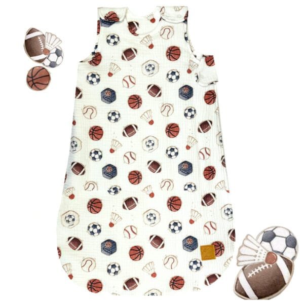 Мусліновий спальний мішок для немовлят Маленький чемпіон Little Love від 0 до 9 місяців з натуральної бавовни