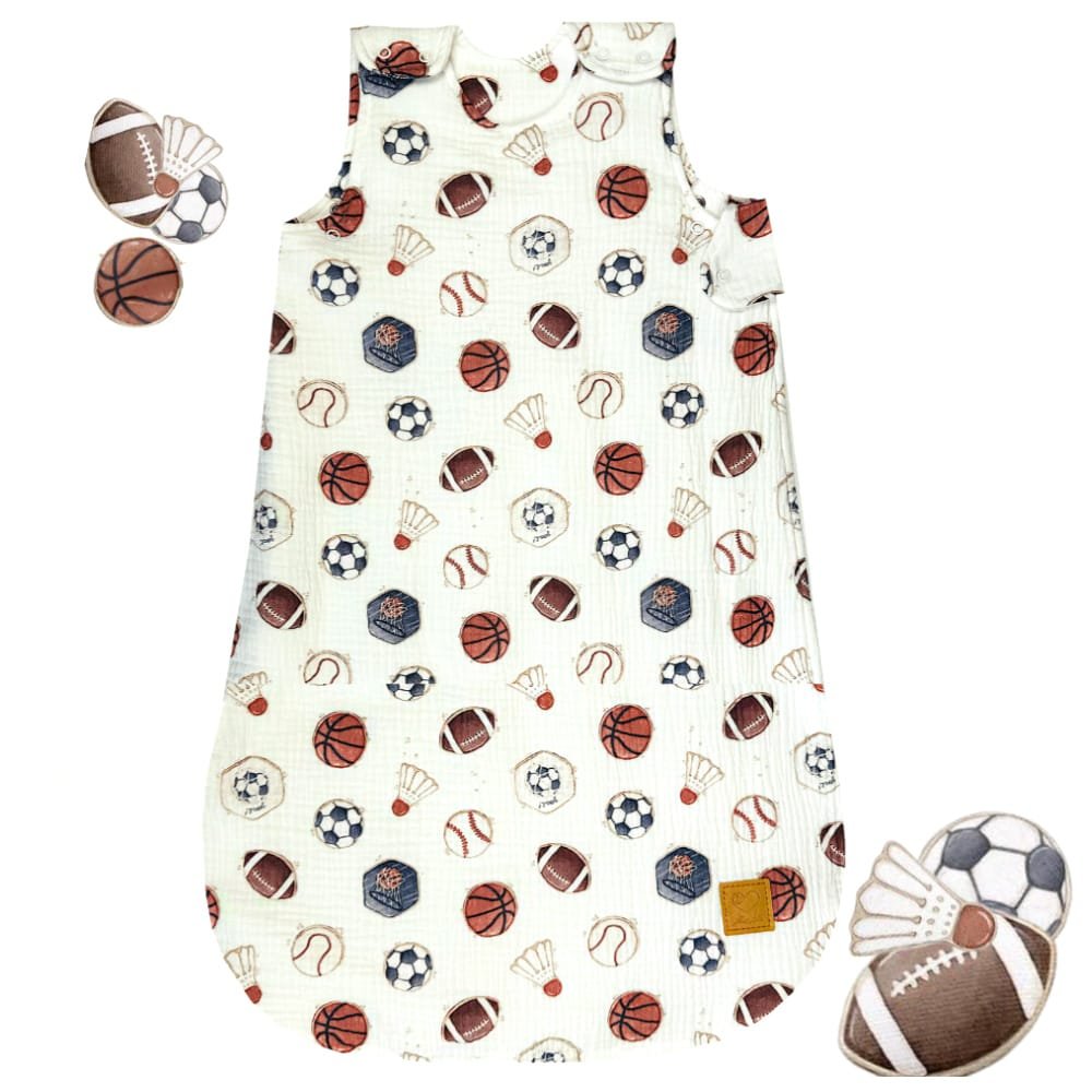 Мусліновий спальний мішок для немовлят Маленький чемпіон Little Love від 0 до 9 місяців з натуральної бавовни