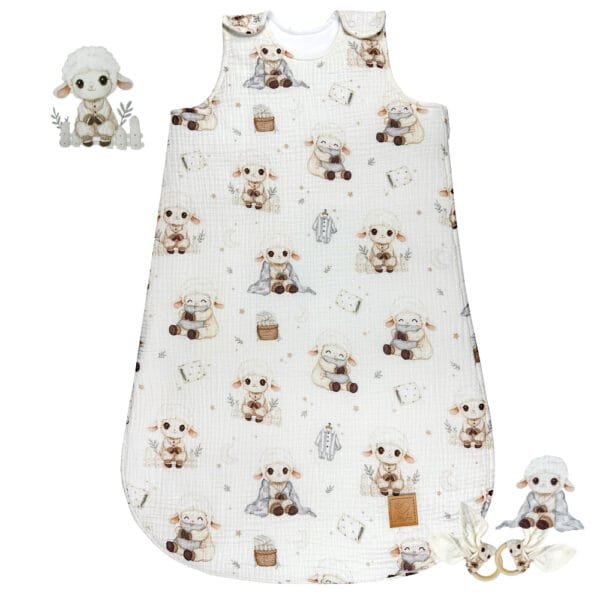 Мусліновий дитячий спальний мішок для немовлят Овечка Дрімка Little Love з натурального мусліну