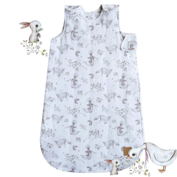 Мусліновий спальний мішок для немовлят Веселі друзі Little Love від 0 до 9 місяців з натуральної бавовни