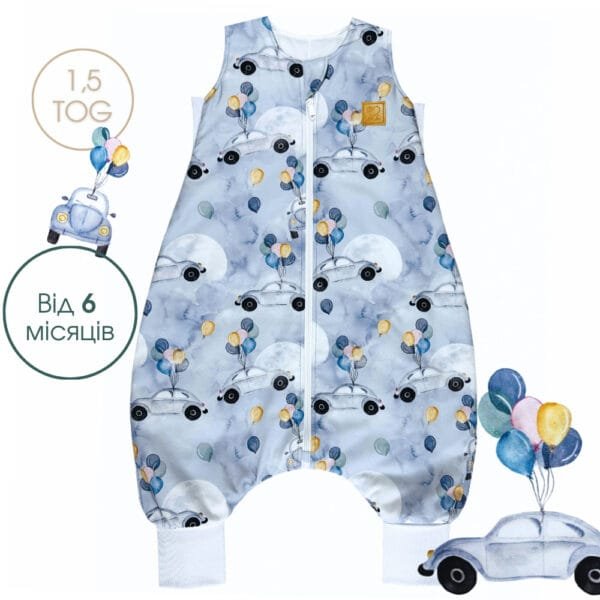 Дитячий спальний мішок Ралі з натуральної бавовни, від 6 місяців, з милим принтом