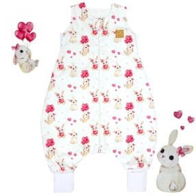 Дитячий спальний мішок з ніжками «Милі зайчики» Little Love, бавовняний спальник для дітей від 6 місяців до 5 років